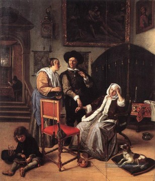  Steen Tableau - Médecins visitent Dutch genre peintre Jan Steen